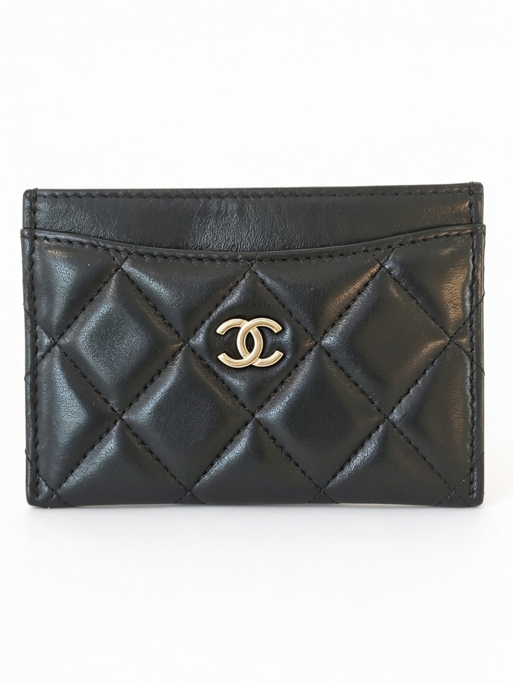 Chanel Quilted Lambskin Card Holder - Black